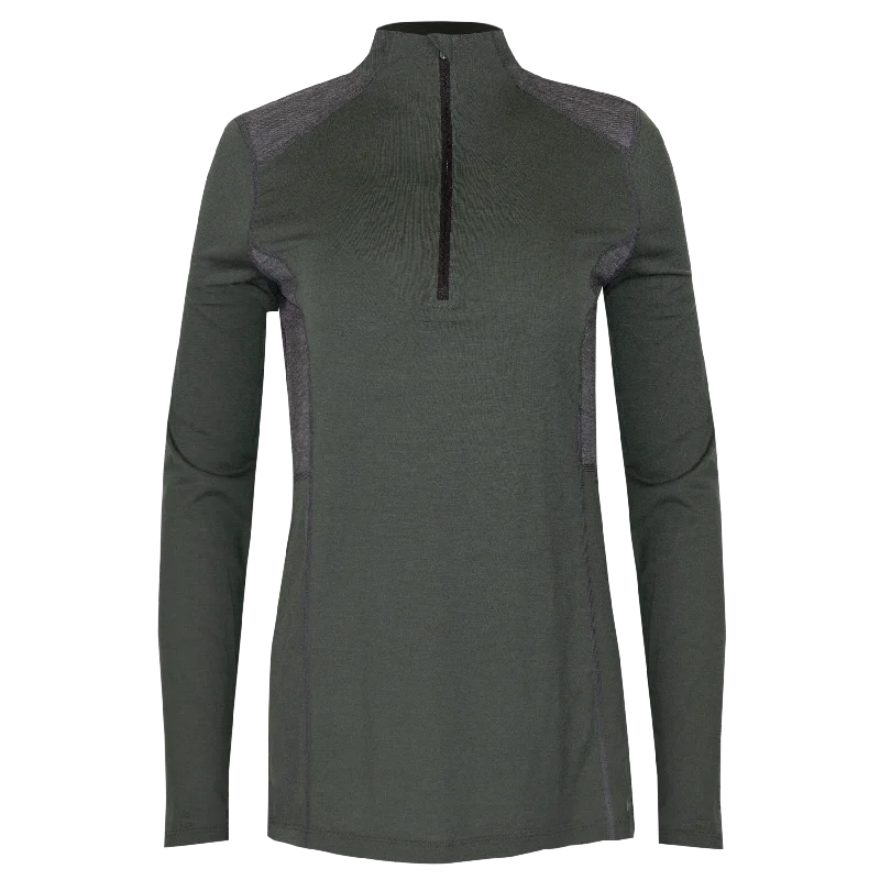 Women's Clima-Wool Merino Zip-T - OD Green/Grey Heather