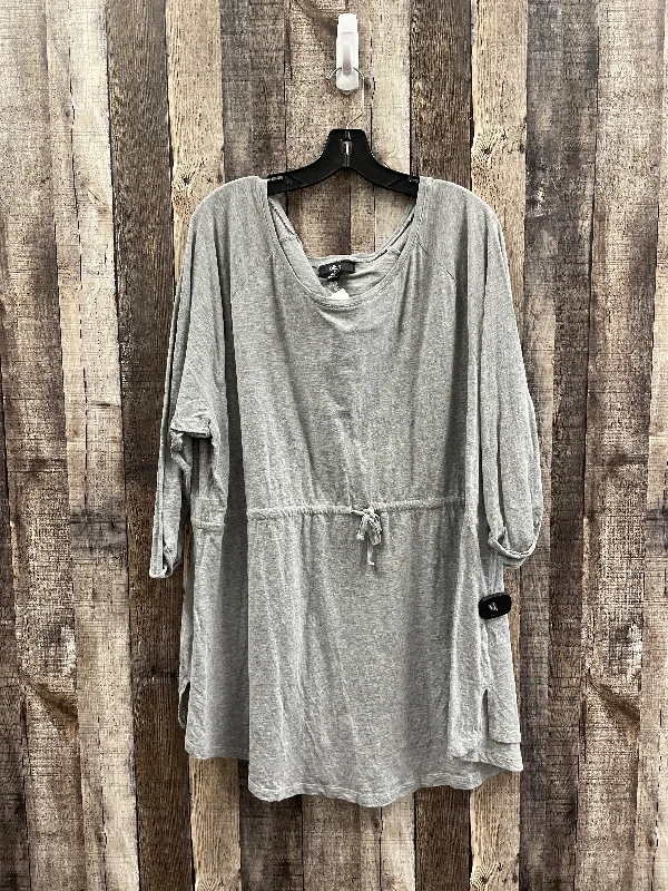 Tunic 3/4 Sleeve By Ellos In Grey, Size: 2x