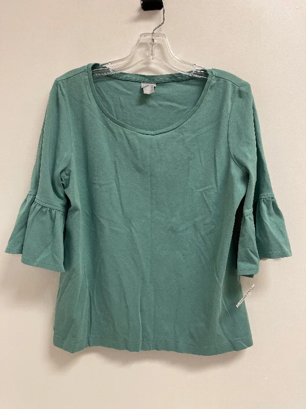 Top 3/4 Sleeve By Chicos In Green, Size: L