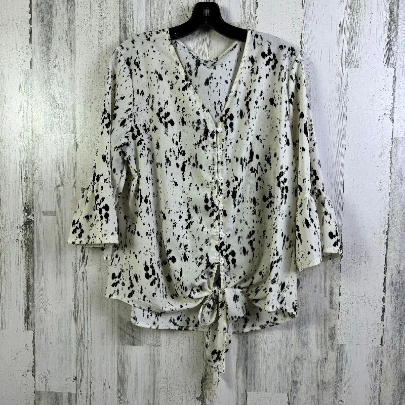 Top 3/4 Sleeve By Cmf In Black & Cream, Size: Xl