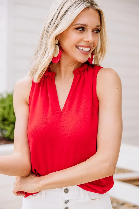 Be The One Red Ruffled Tank