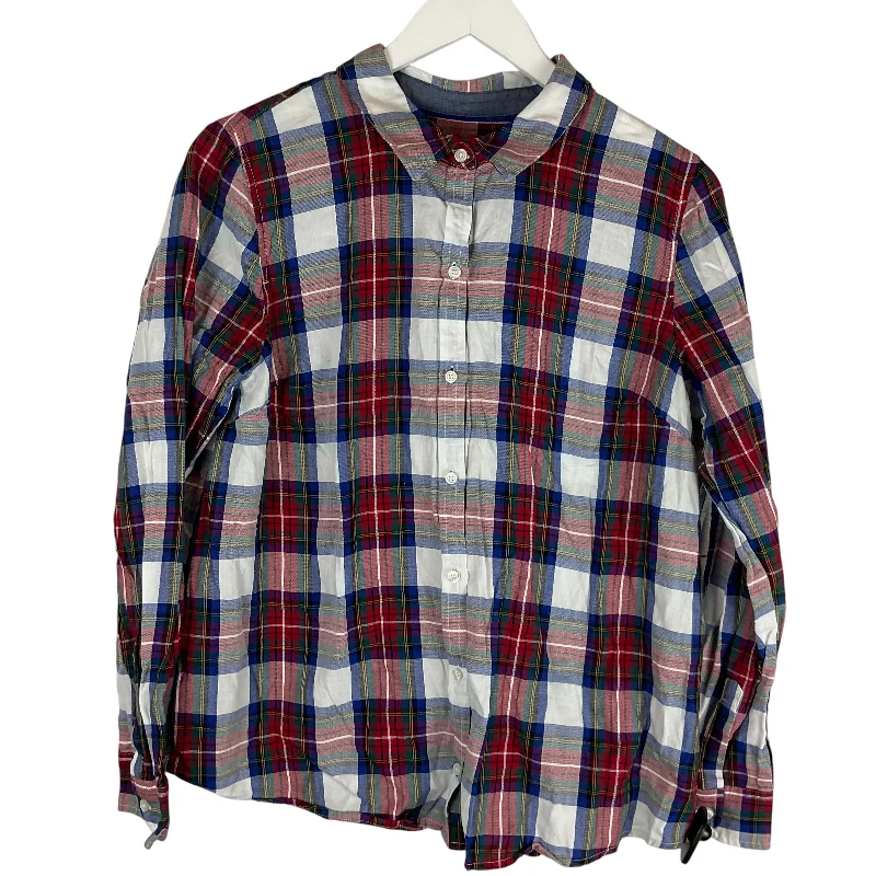 Top Long Sleeve By Charter Club In Plaid Pattern, Size: L