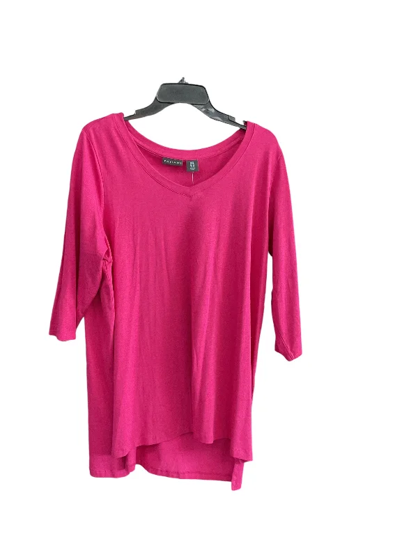 Top 3/4 Sleeve Basic By Tahari By Arthur Levine In Pink, Size: 1x