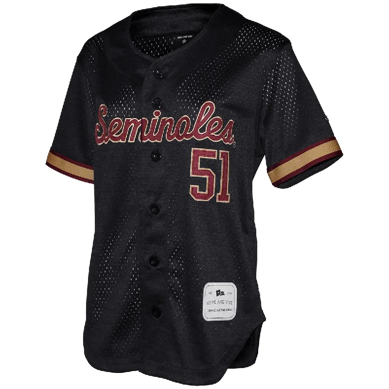 Hype & Vice Women's Seminoles 51 Baseball Jersey - Black