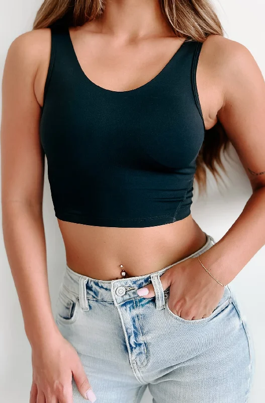 Victory Lap Cropped Active Top (Black)