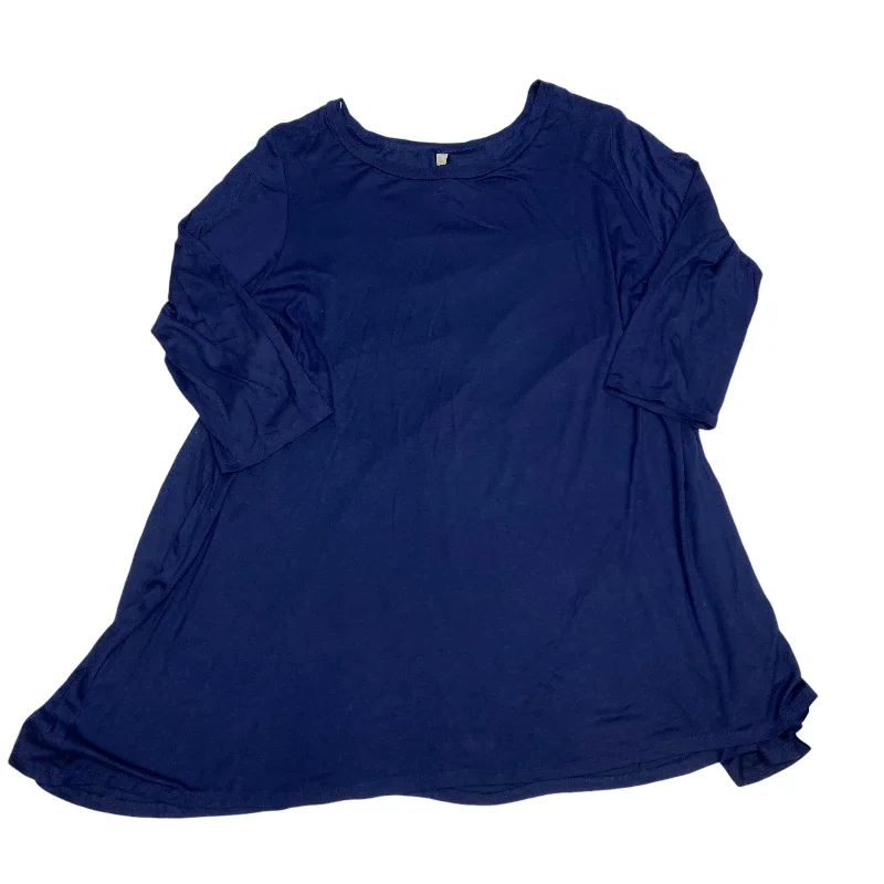 Top 3/4 Sleeve By Love In In Navy, Size: 3x