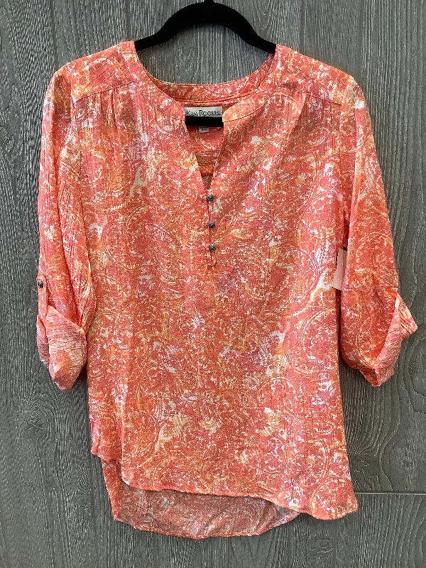 Top 3/4 Sleeve By Kim Rogers In Orange, Size: M