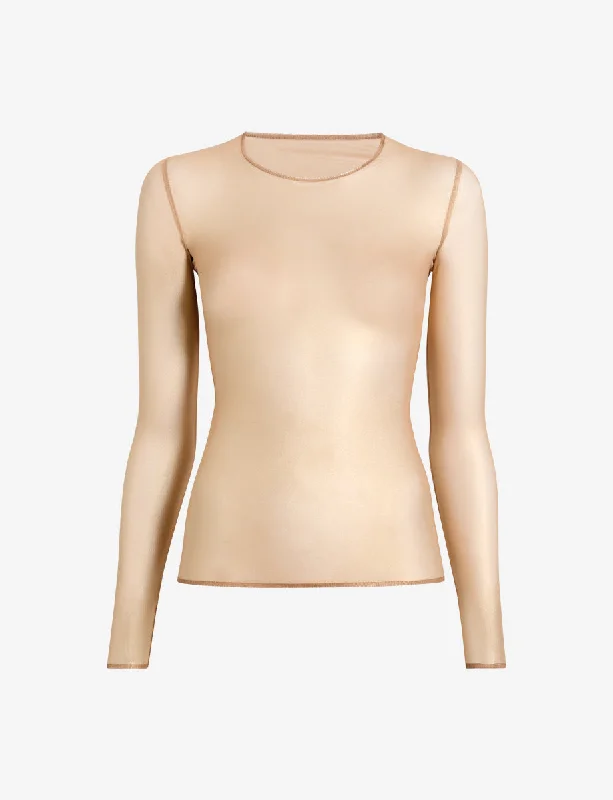 Gilded Chic Mesh Long Sleeve Top