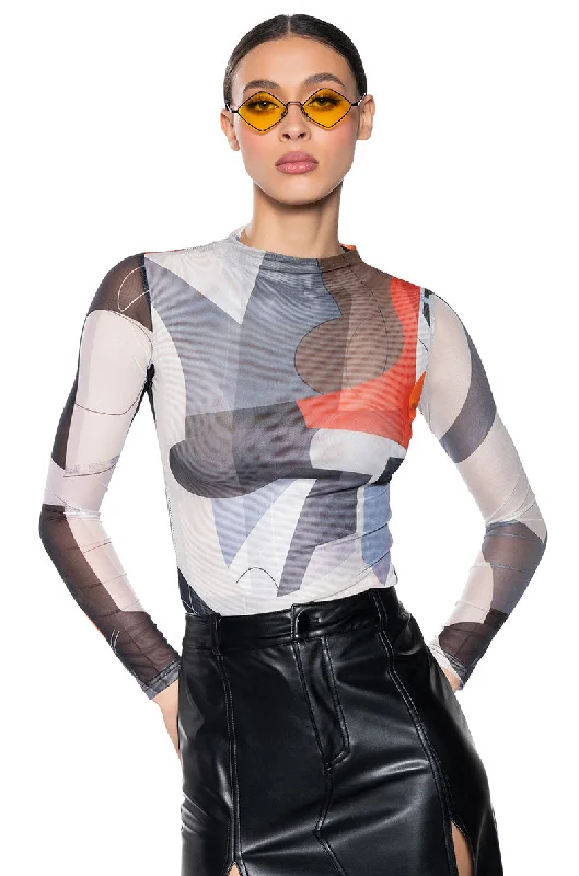 MEET ME AT THE MUSEUM LONG SLEEVE MESH BODYSUIT