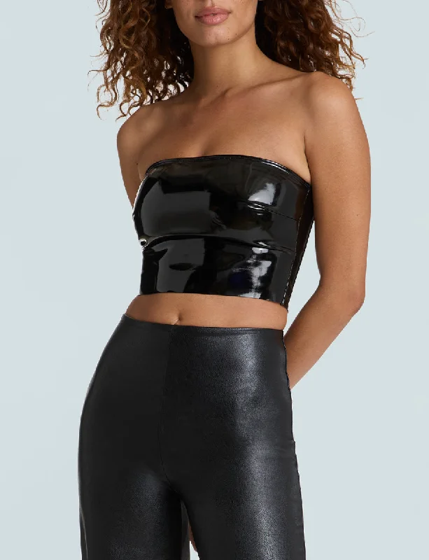 Faux Patent Leather Tube Top