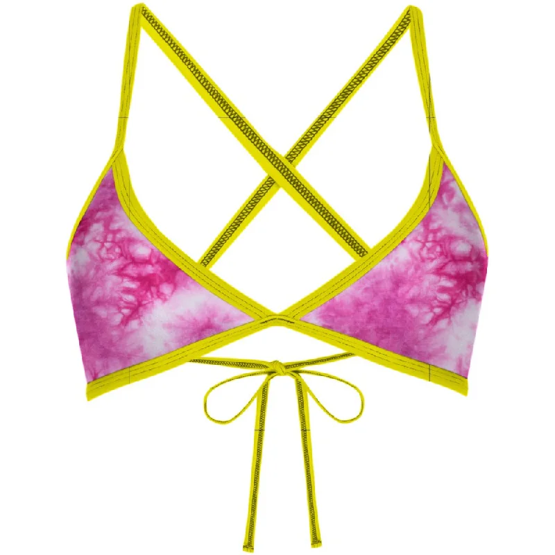 Tie Dye Pink Tieback Bikini Top