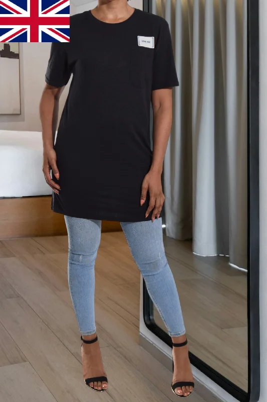 Black Long Length Tee