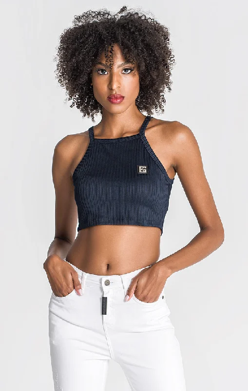 Navy Blue Attitude Crop Top