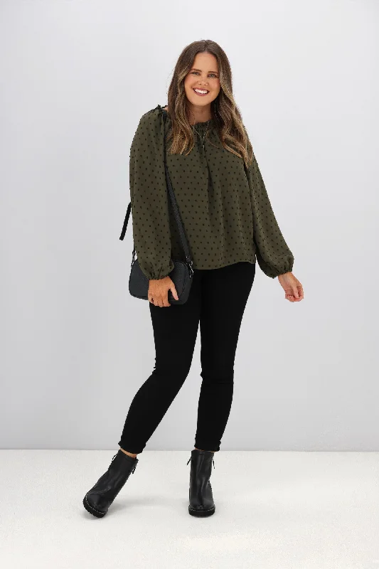 Stella + Gemma Ettie Top Khaki Green