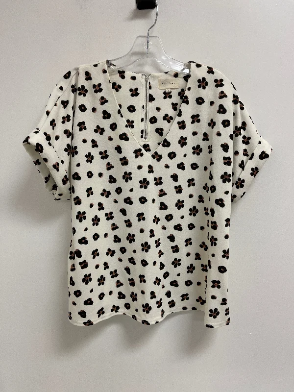 Top Short Sleeve By Melloday In Black & Cream, Size: L