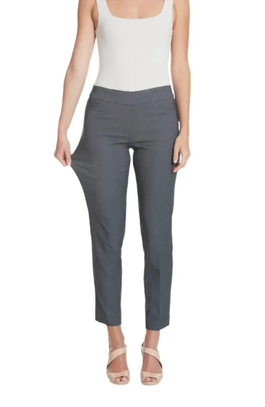 Faux Pocket Ankle Pants In Charcoal