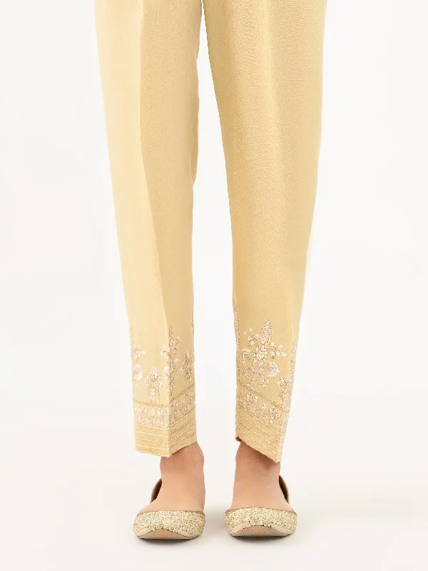 Raw Silk Trouser-Embroidered (Pret)