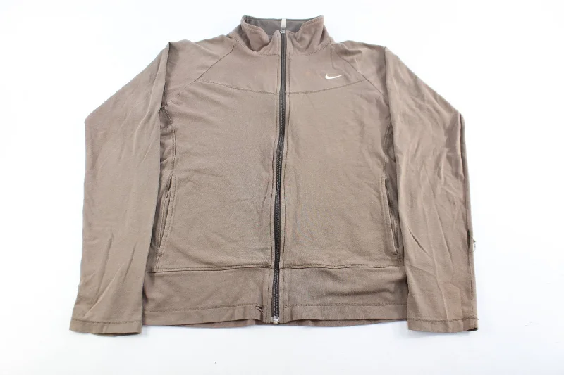 Women's Nike Embroidered Logo Brown Zip Up Jacket