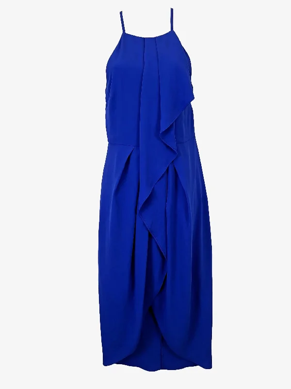 Forever New Classic Cobalt Ruffle Midi Dress Size 10