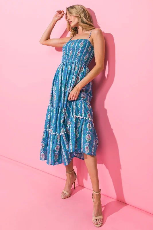 SET FOR LIFE WOVEN MIDI DRESS