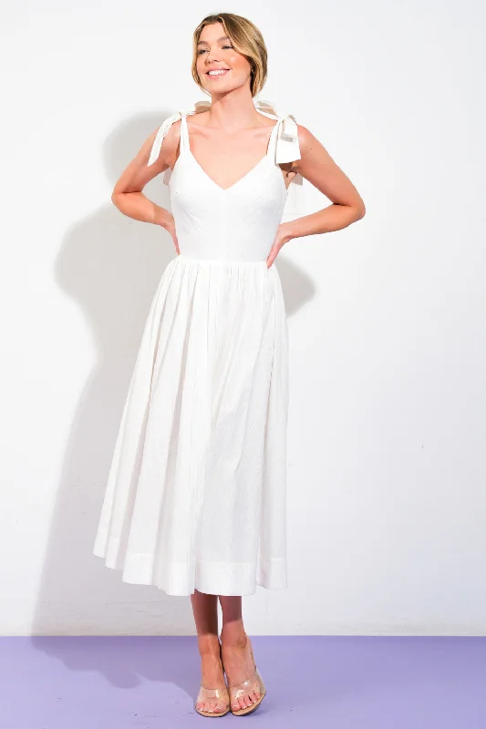 BLISSFUL DIRECTION WOVEN MIDI DRESS