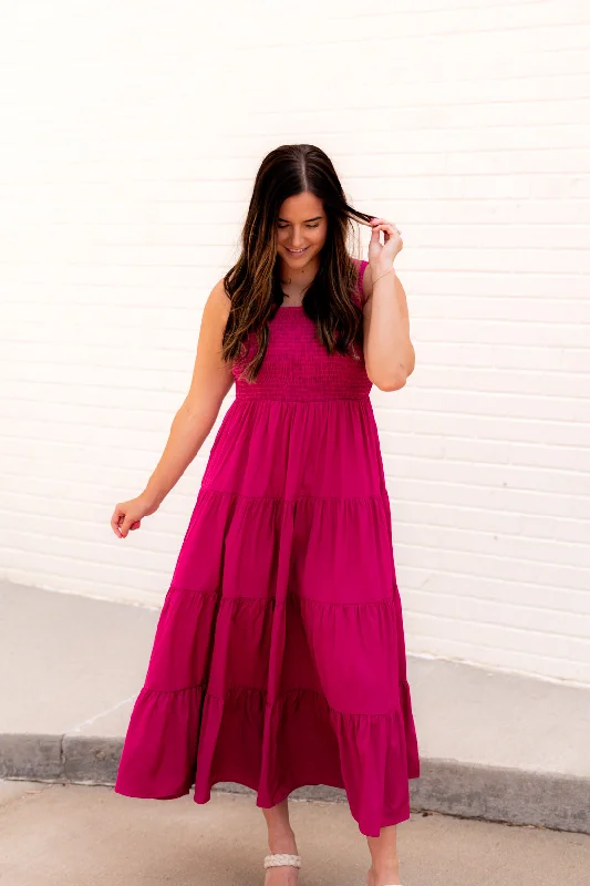 Isabel Tiered Maxi Dress | Magenta