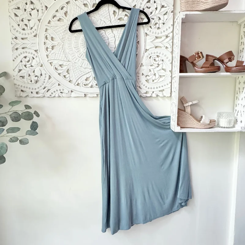 Thank You Next Blue V-Neck Maxi Dress