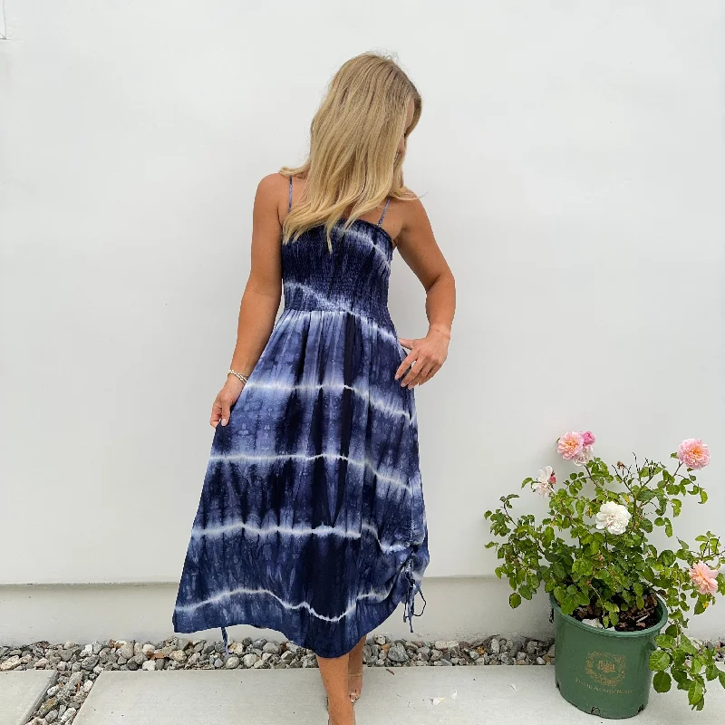 Under Water Tie Dye Smock Ankle Maxi Dress