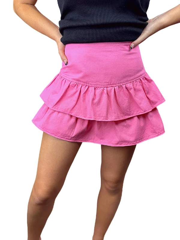 Looking At Her Ruffled Skirt/skort In Candy Pink