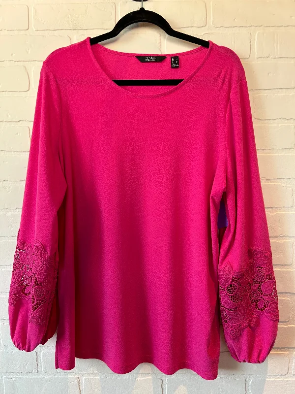 Pink Blouse Long Sleeve Dennis Basso Qvc, Size L