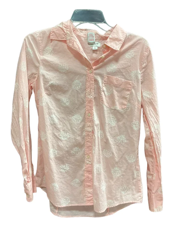 Pink & White Blouse Long Sleeve J. Crew, Size S