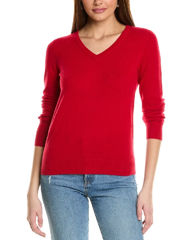 Amicale Cashmere Basic V-Neck Cashmere Sweater